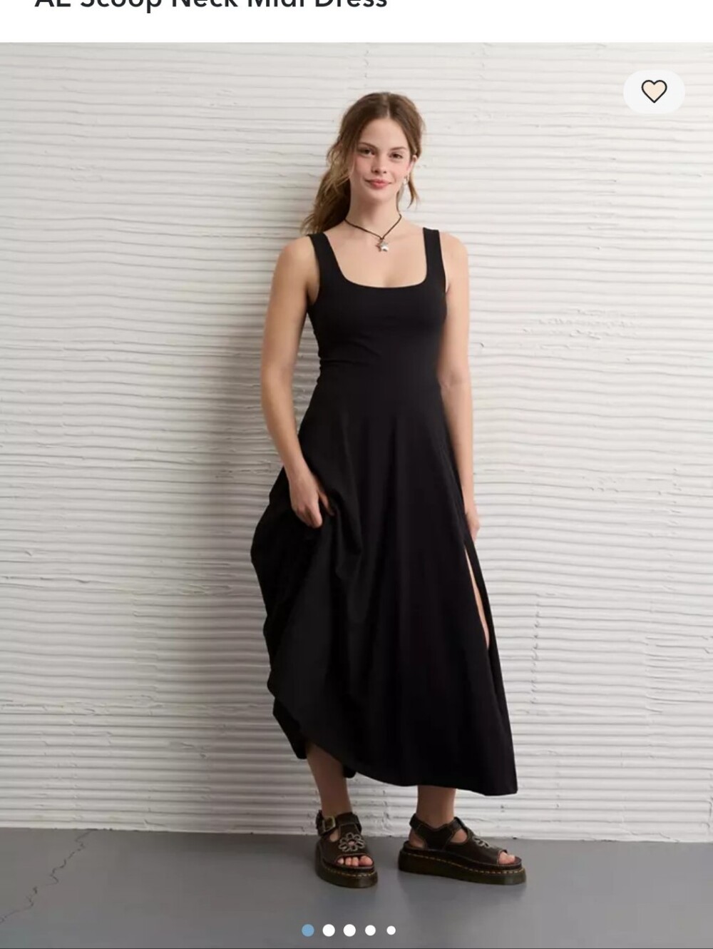 American Eagle Outfitters Black Scoop Neck Midi Dress